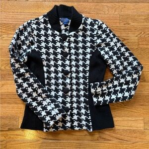 Pendleton Black and White Houndstooth Cardigan